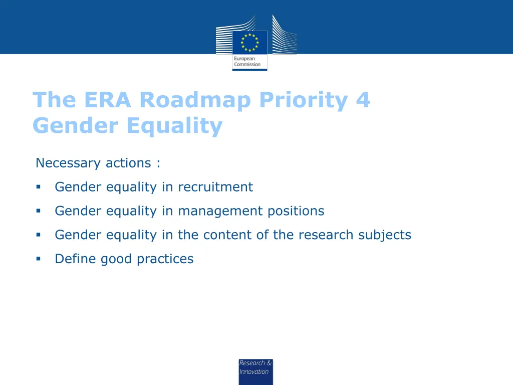 the era roadmap priority 4 gender equality