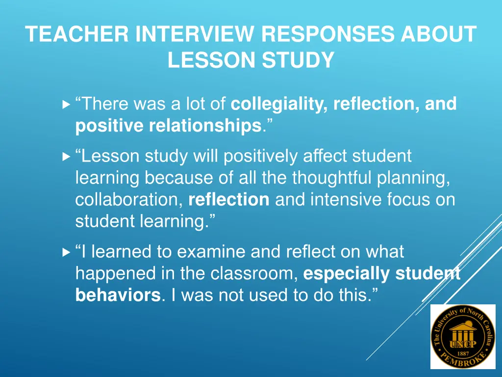 teacher interview responses about lesson study 1