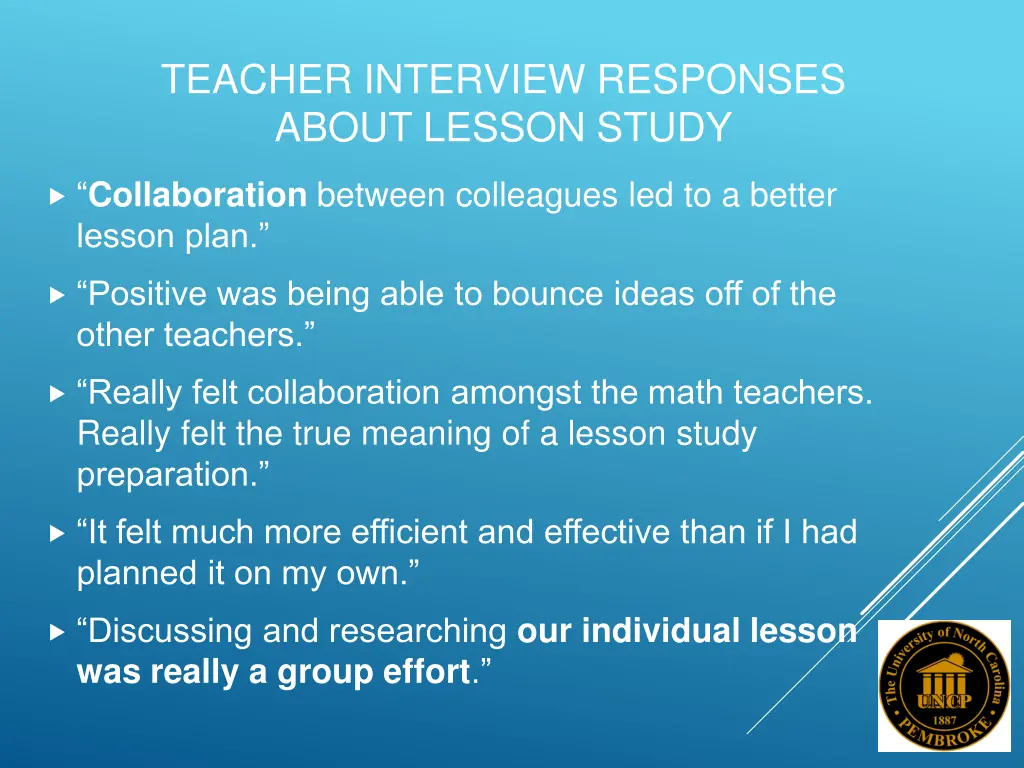 teacher interview responses about lesson study