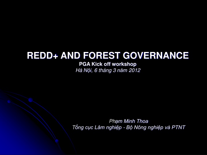 redd and forest governance pga kick off workshop