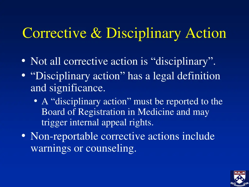 corrective disciplinary action