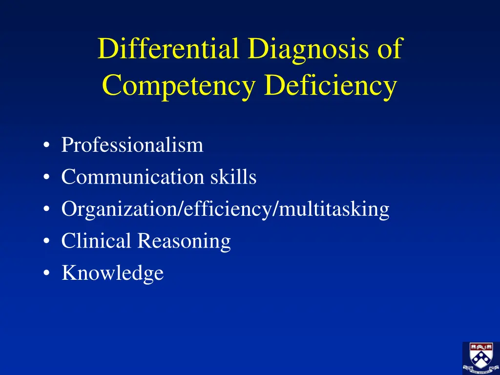 differential diagnosis of competency deficiency 1