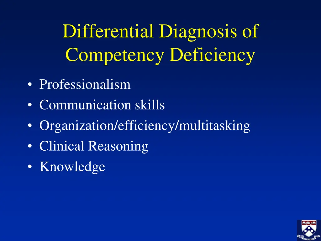 differential diagnosis of competency deficiency