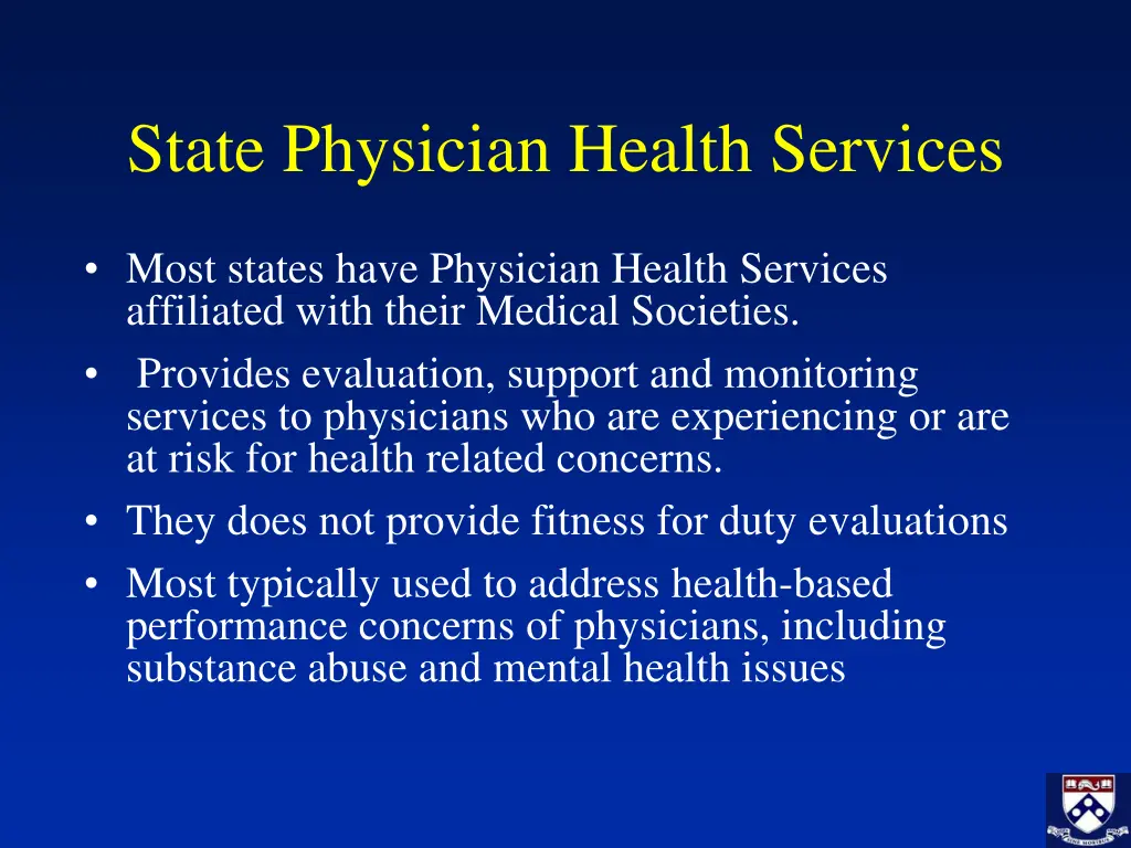 state physician health services