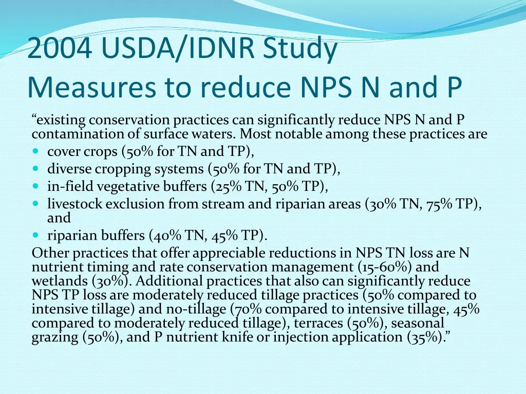 2004 usda idnr study measures to reduce