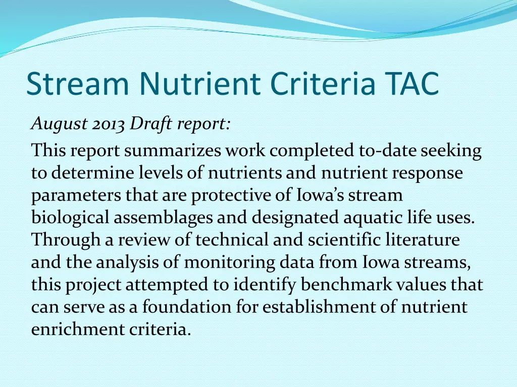 stream nutrient criteria tac