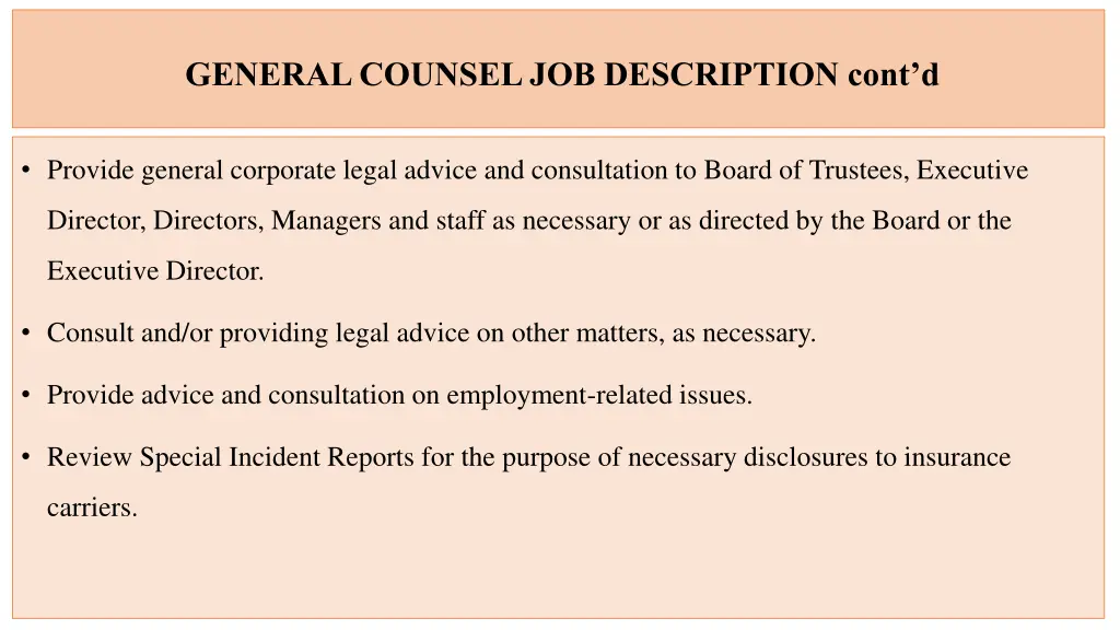 general counsel job description cont d