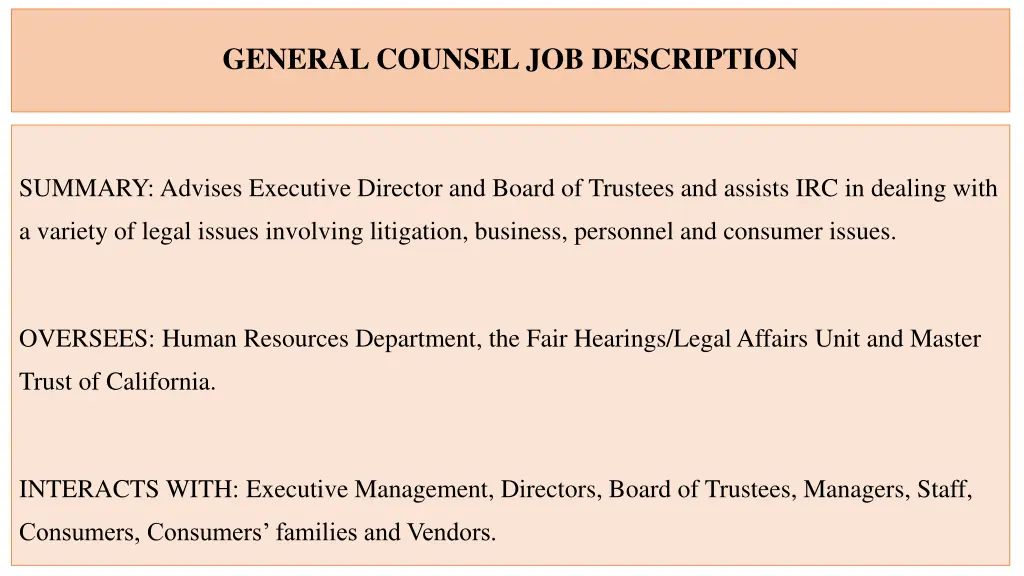 general counsel job description