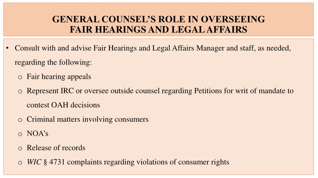 general counsel s role in overseeing fair