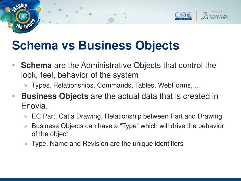 schema vs business objects