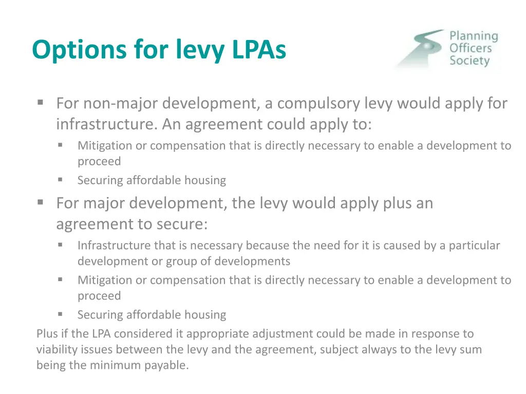 options for levy lpas