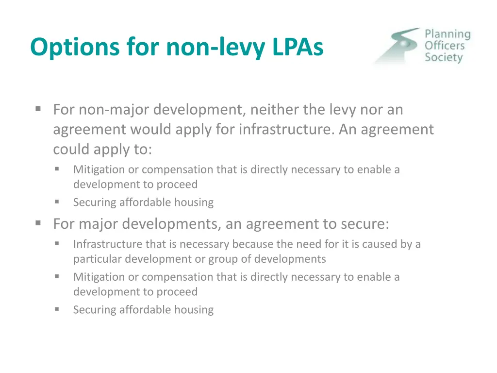 options for non levy lpas