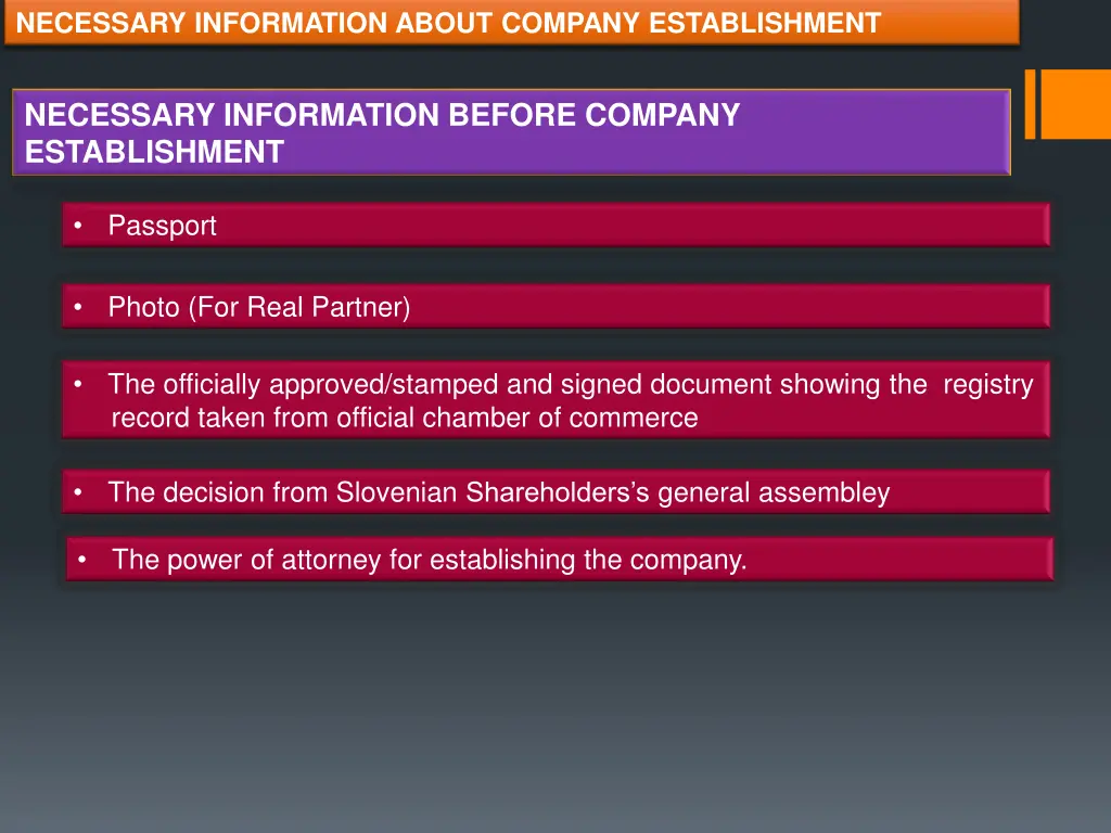 necessary information about company establishment 5