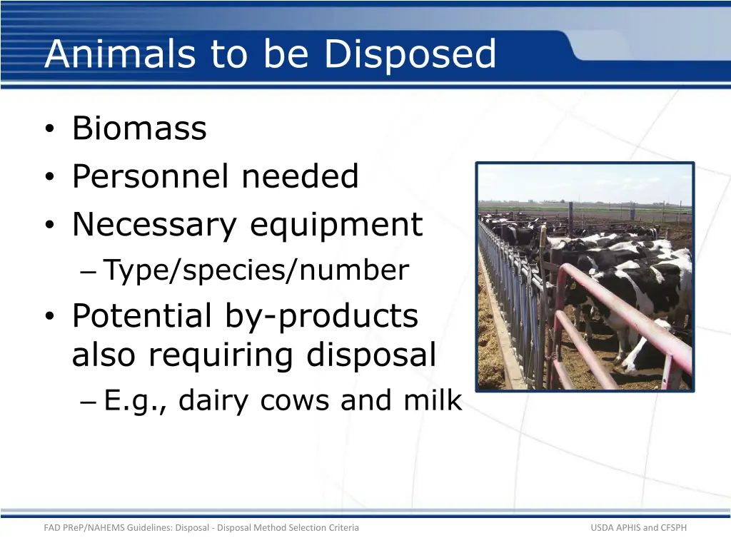 animals to be disposed