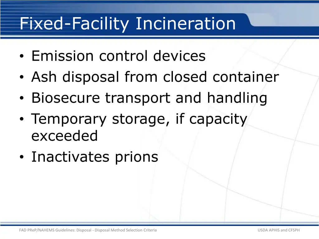 fixed facility incineration