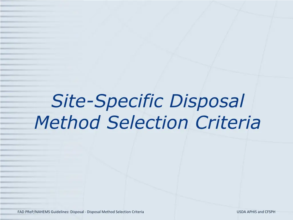 site specific disposal method selection criteria