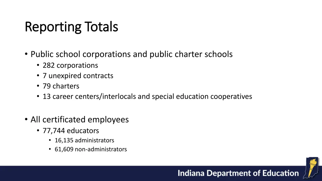 reporting totals reporting totals