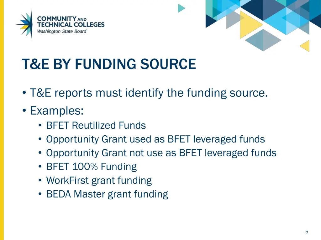 t e by funding source