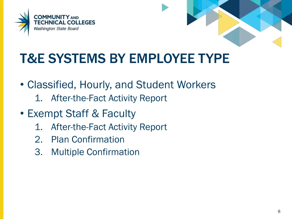 t e systems by employee type