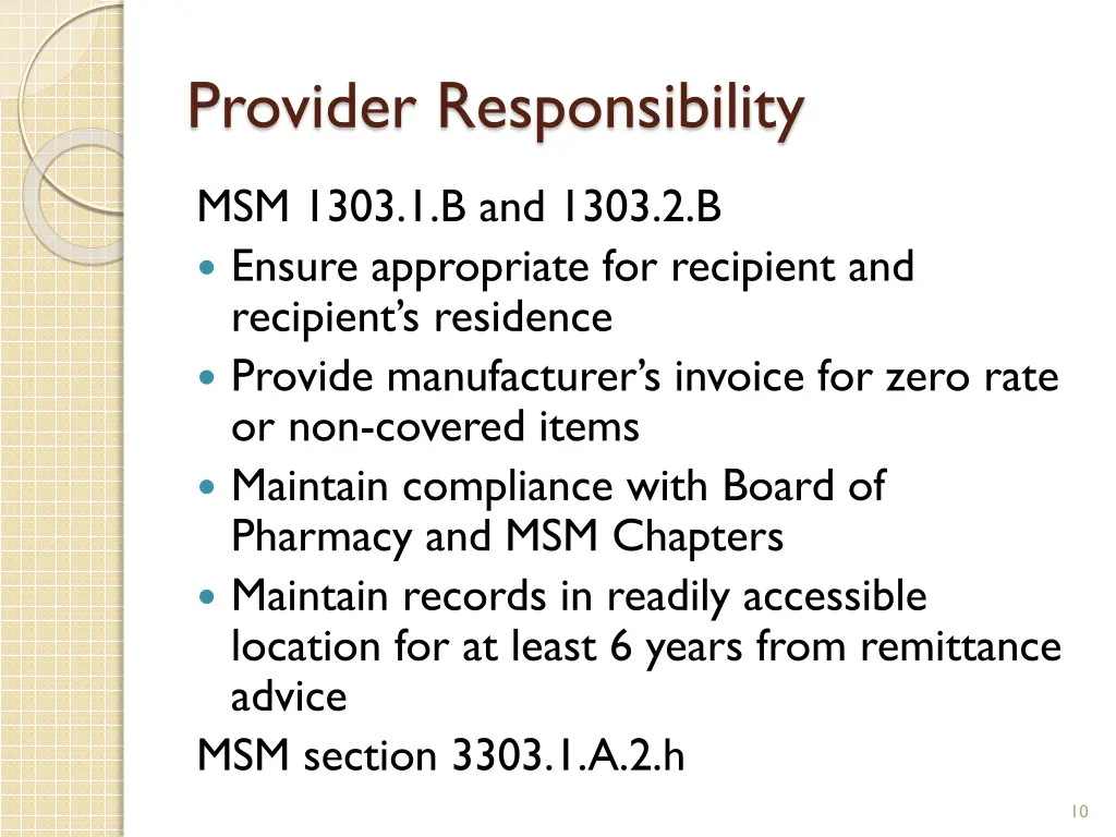 provider responsibility