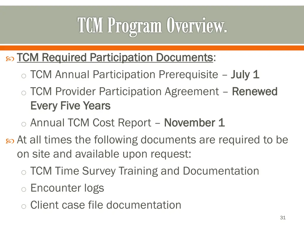 tcm program overview 30