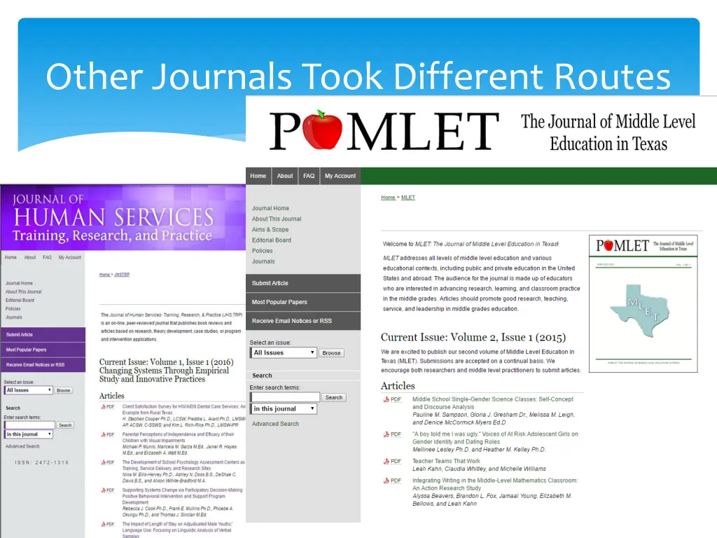 other journals took different routes