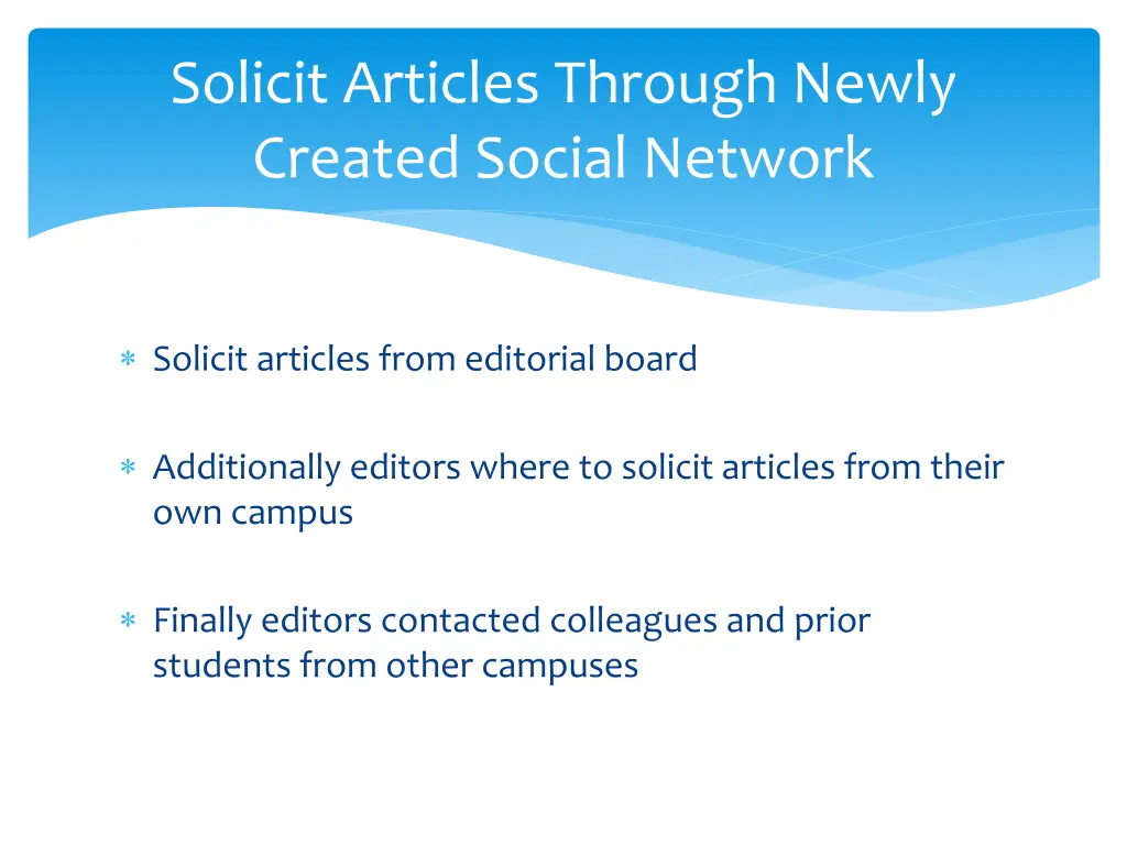 solicit articles through newly created social