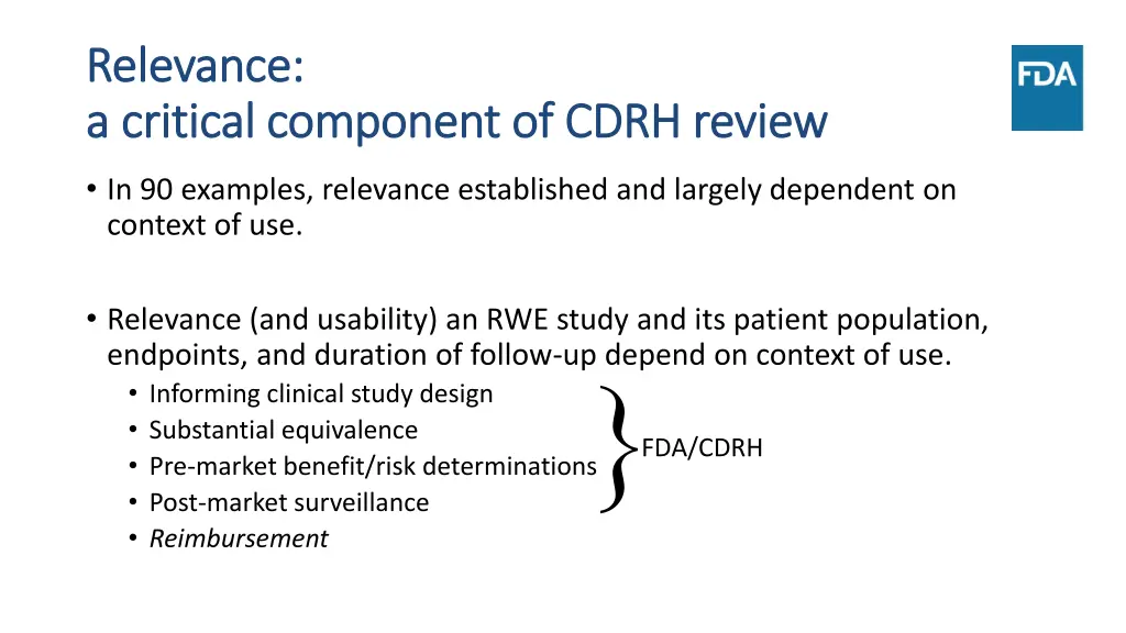 relevance relevance a critical component of cdrh 1