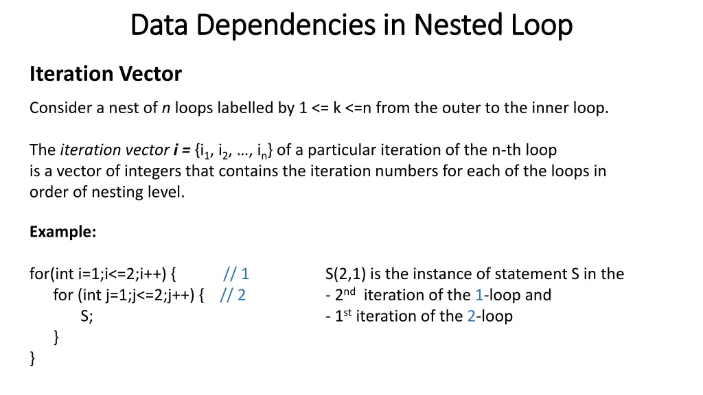 data dependencies in nested loop data 1