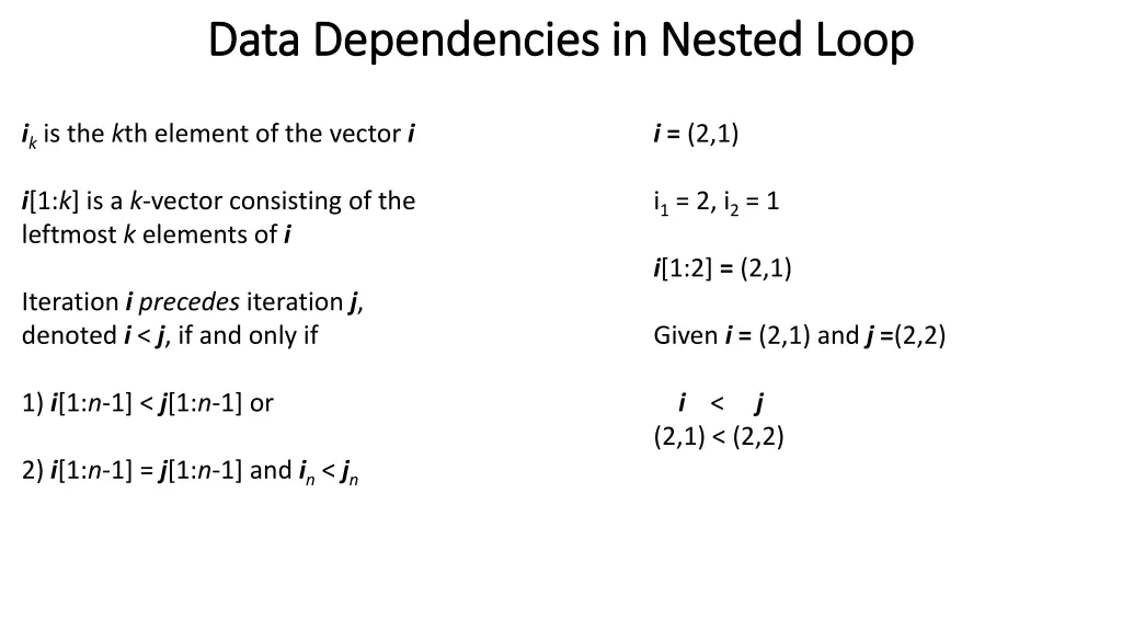 data dependencies in nested loop data 3