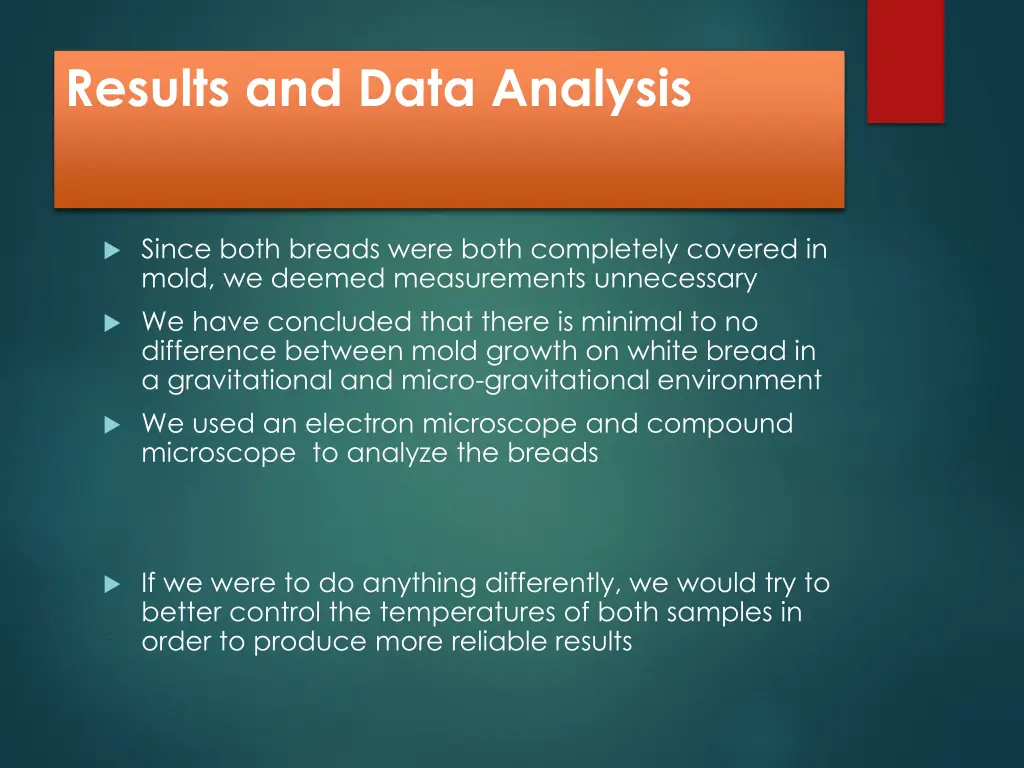 results and data analysis