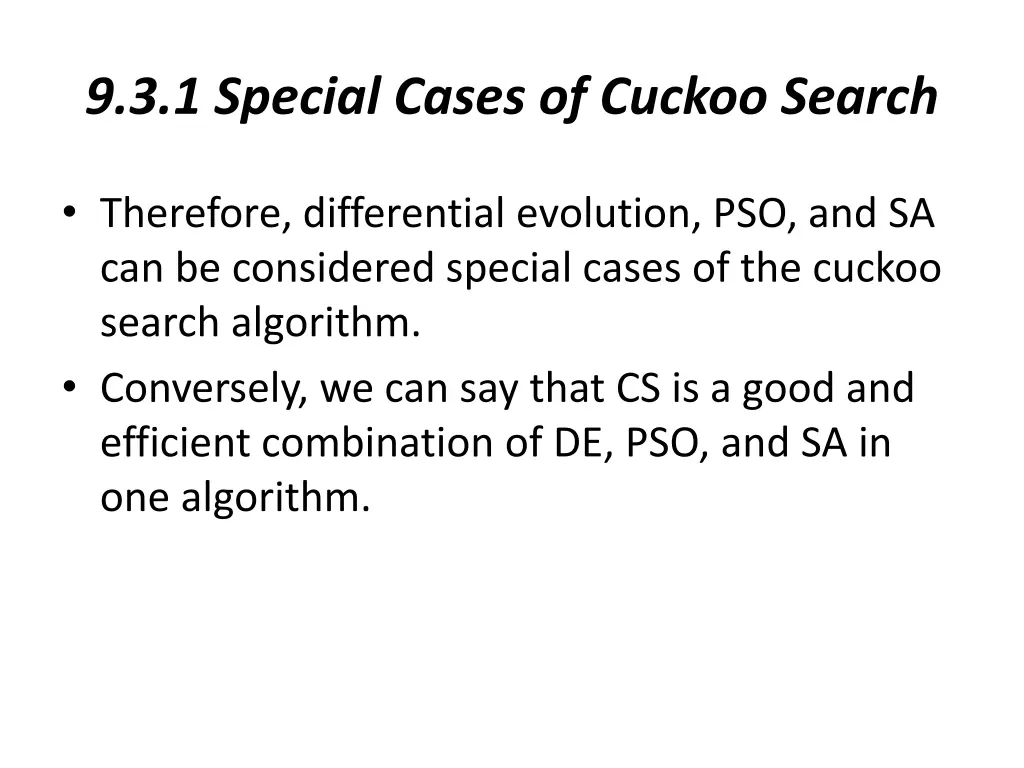 9 3 1 special cases of cuckoo search