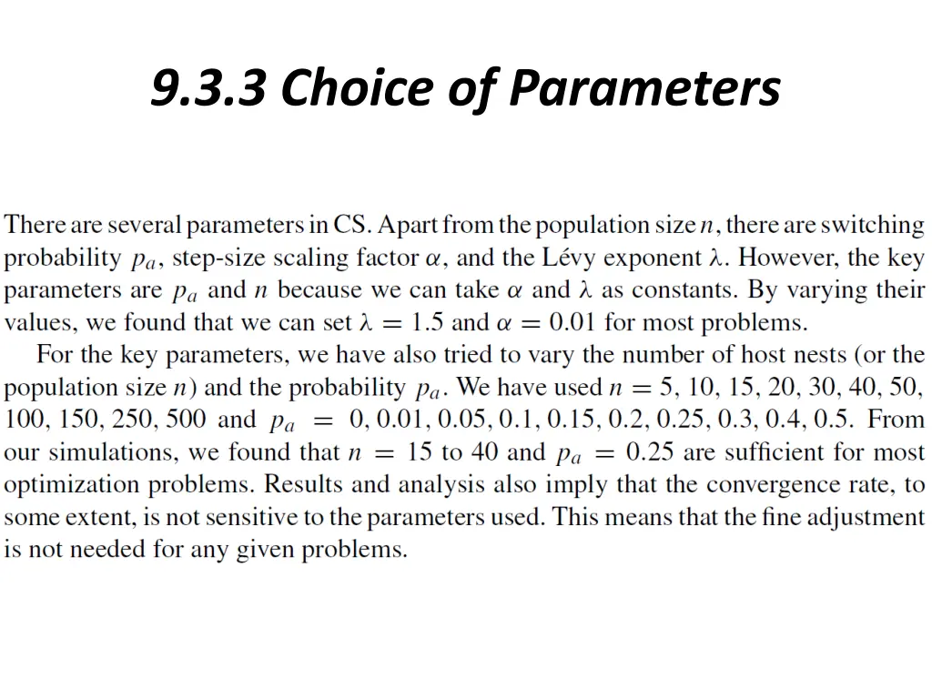 9 3 3 choice of parameters