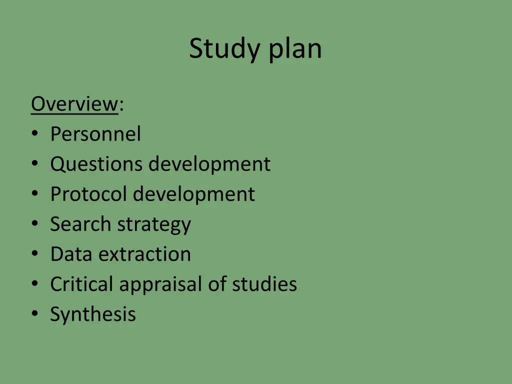 study plan