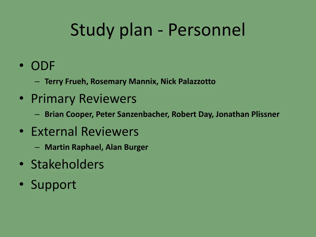 study plan personnel