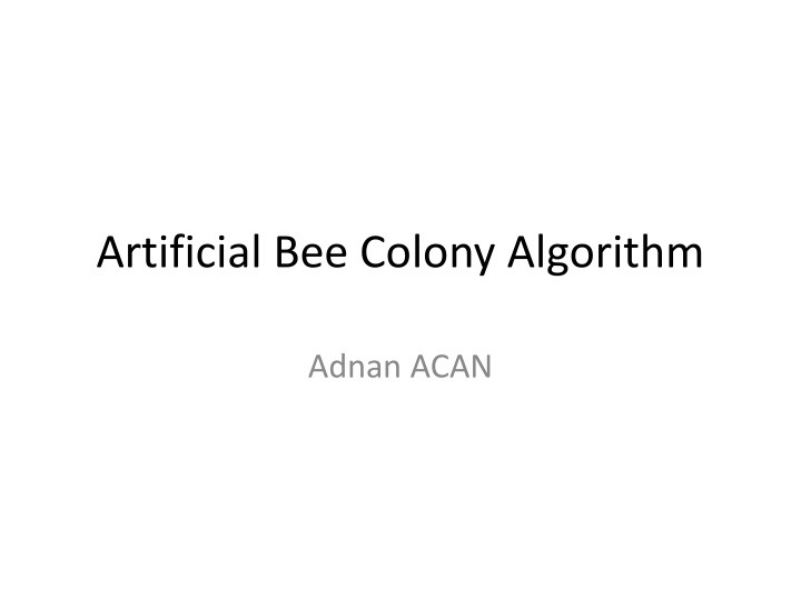 artificial bee colony algorithm