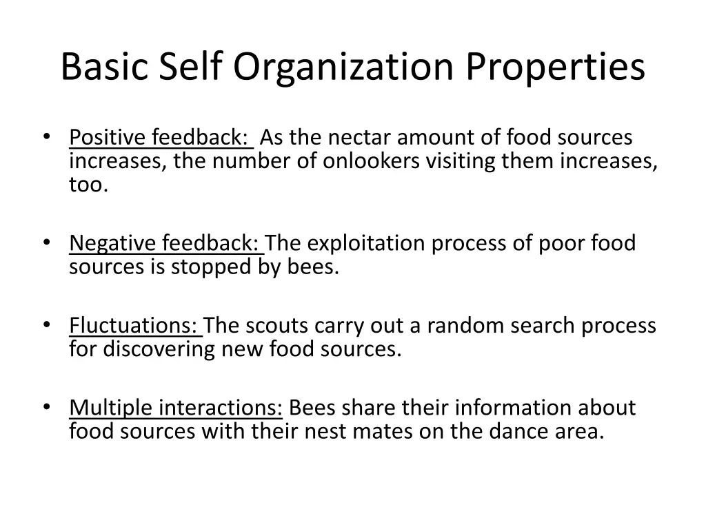 basic self organization properties