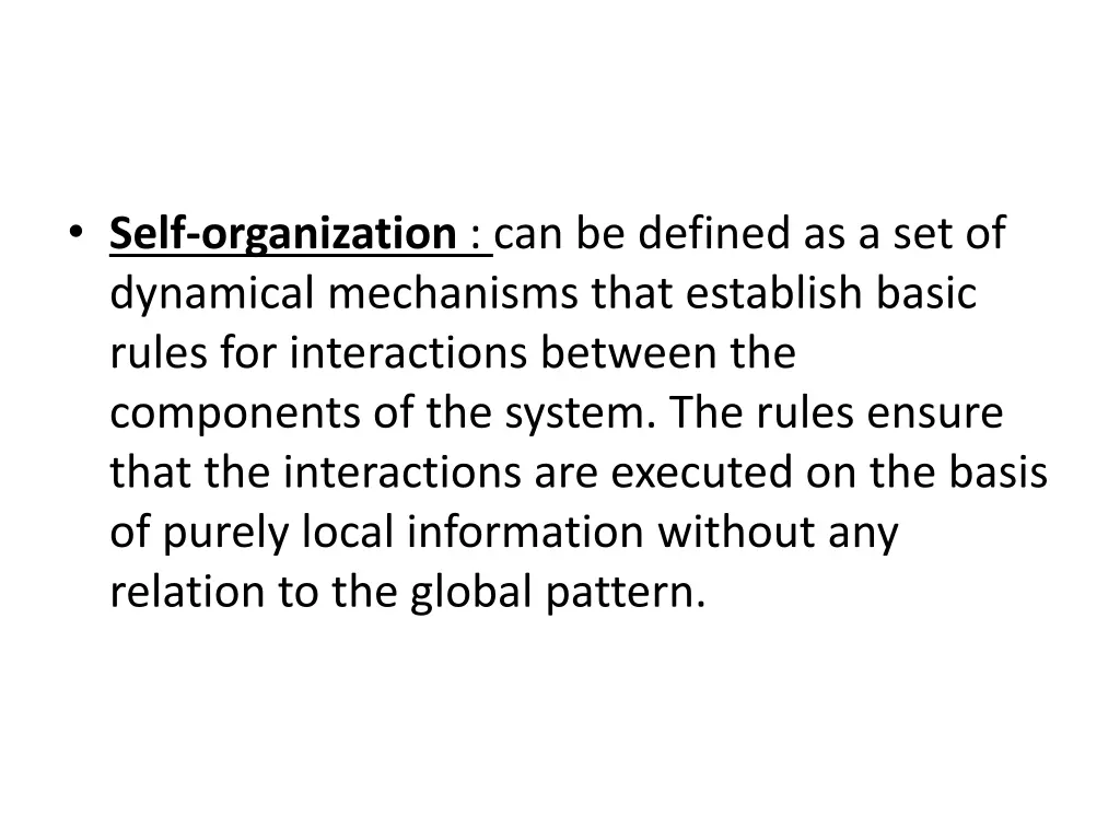 self organization can be defined