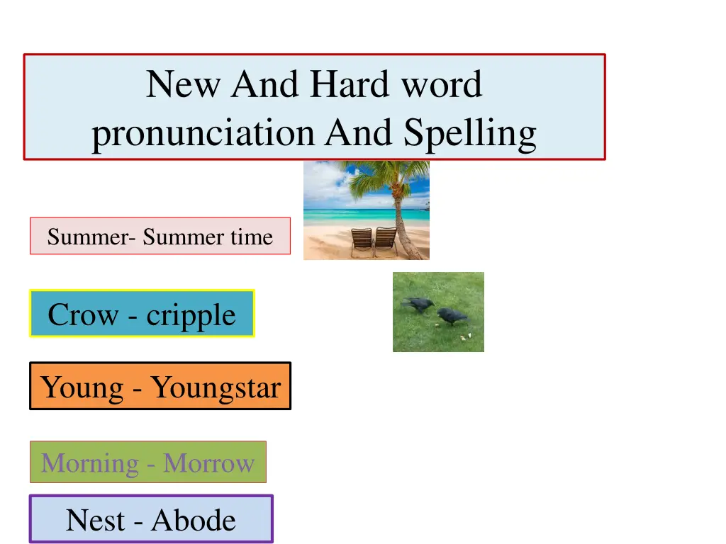 new and hard word pronunciation and spelling