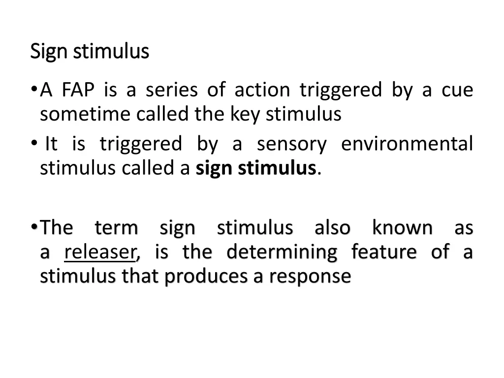 sign stimulus sign stimulus