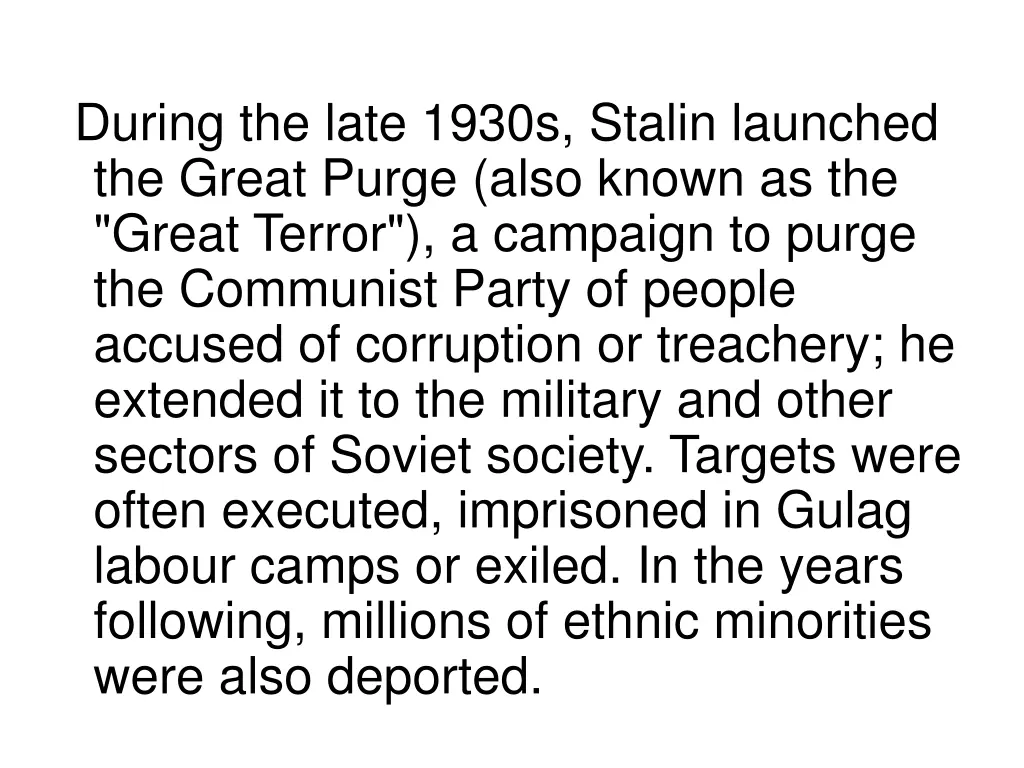 during the late 1930s stalin launched the great