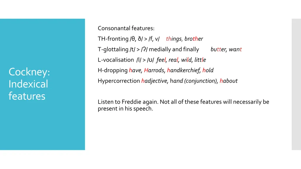 consonantal features