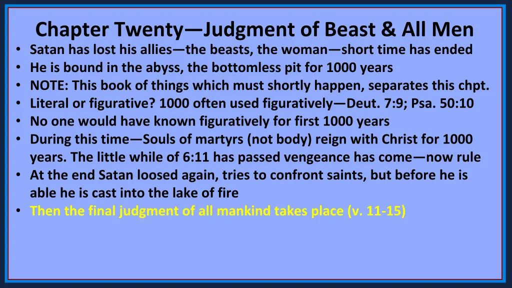 chapter twenty judgment of beast all men satan 7