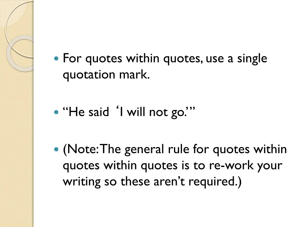 for quotes within quotes use a single quotation