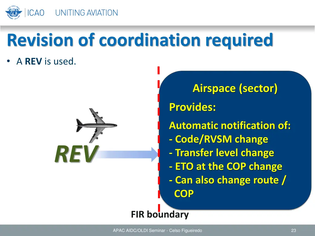 revision of coordination required a rev is used