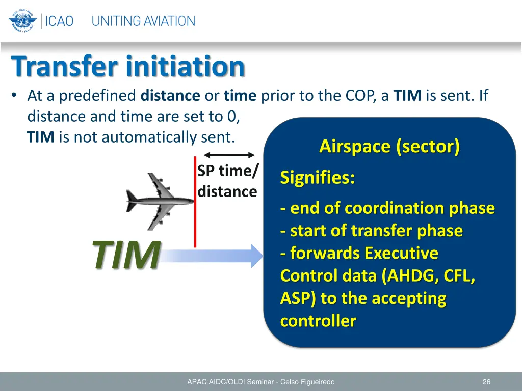 transfer initiation at a predefined distance