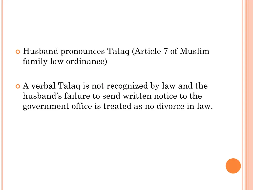 husband pronounces talaq article 7 of muslim