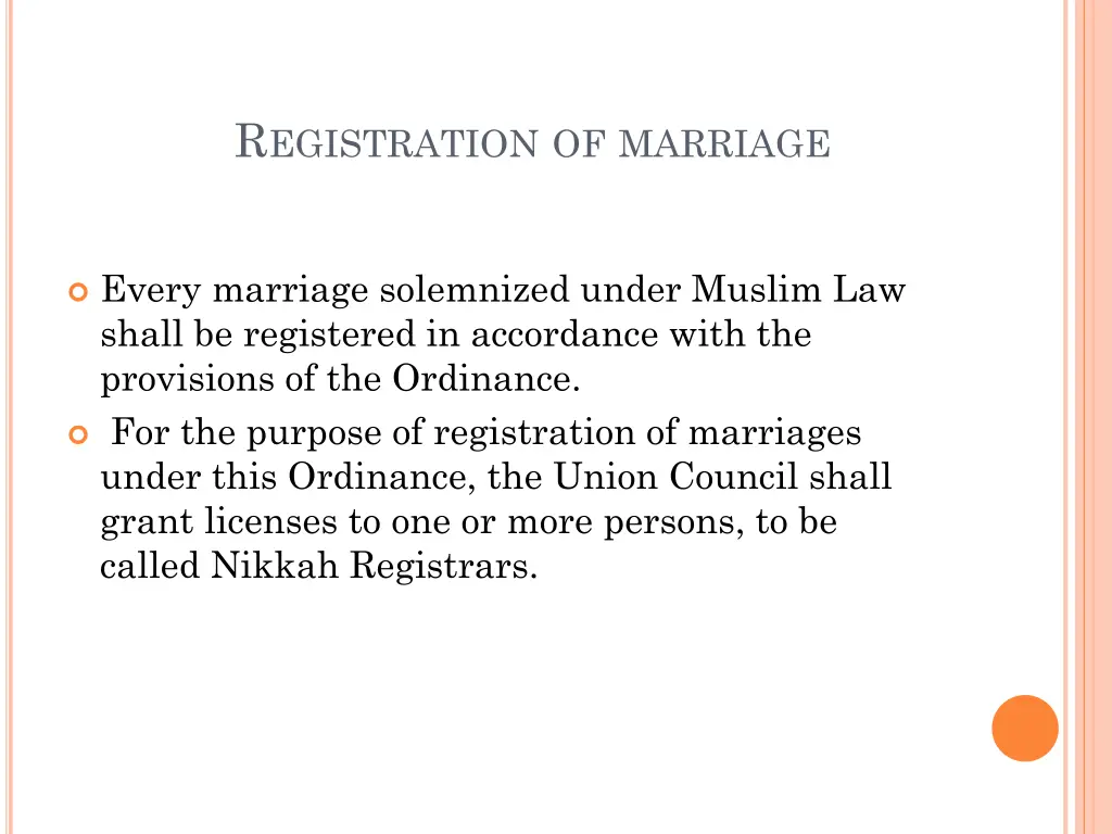 r egistration of marriage