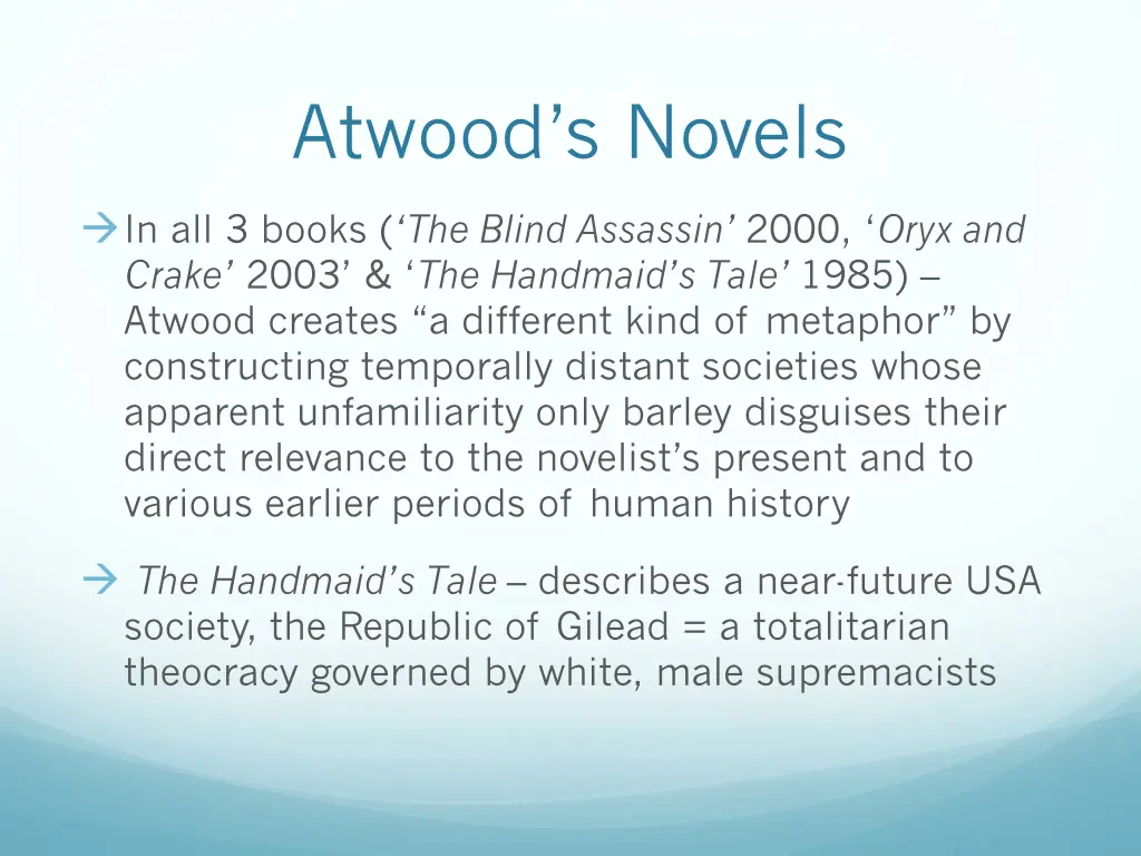 atwood s novels