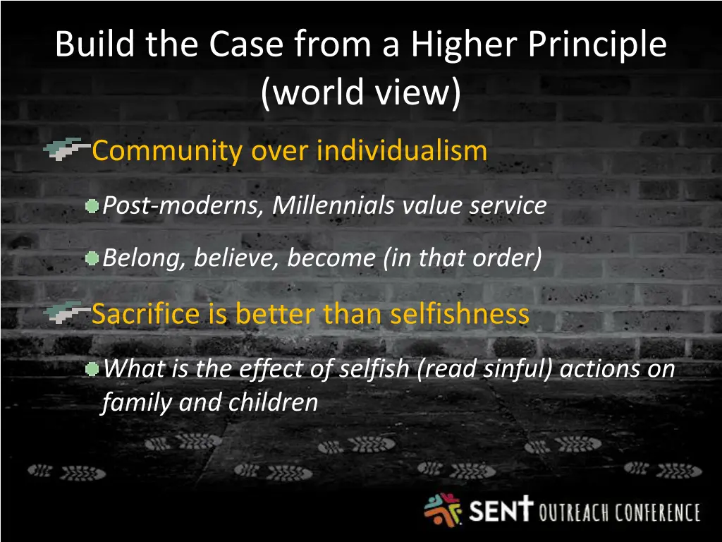 build the case from a higher principle world view